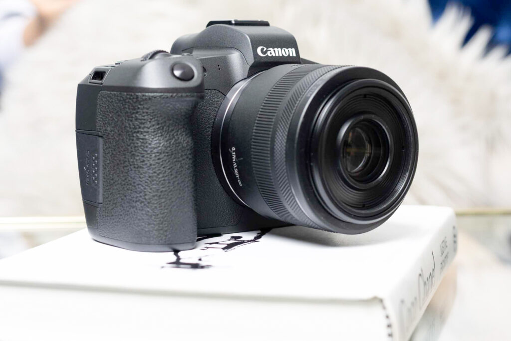canon camera on a book