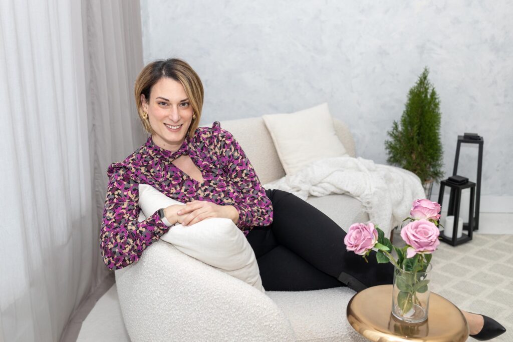 woman lounging on couch
