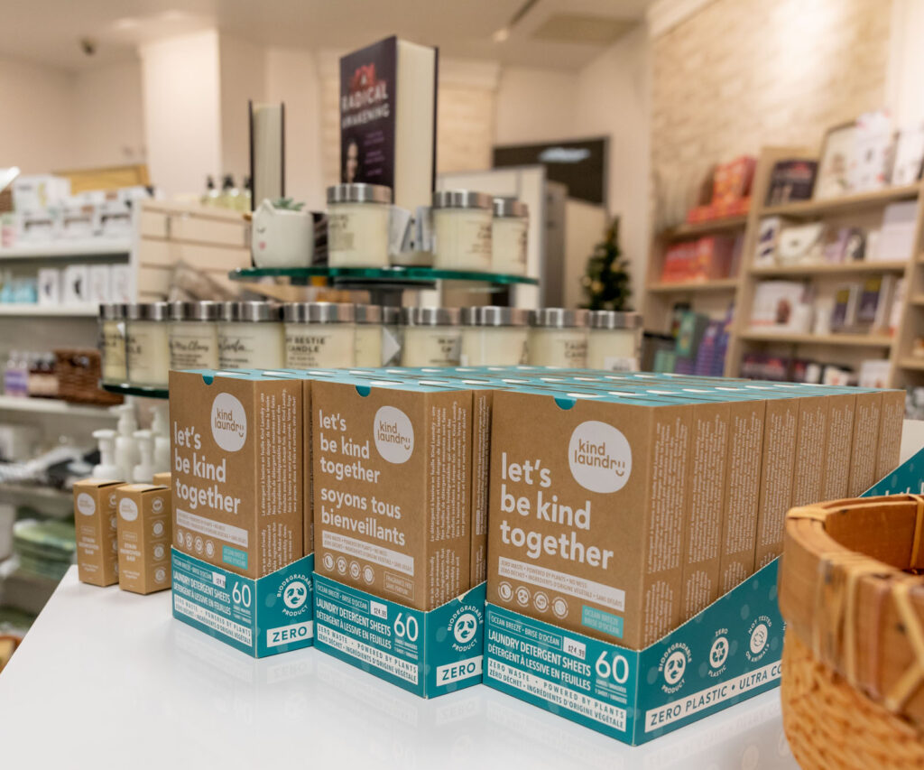 Product display and counter area photographed for small business branding in Oakville